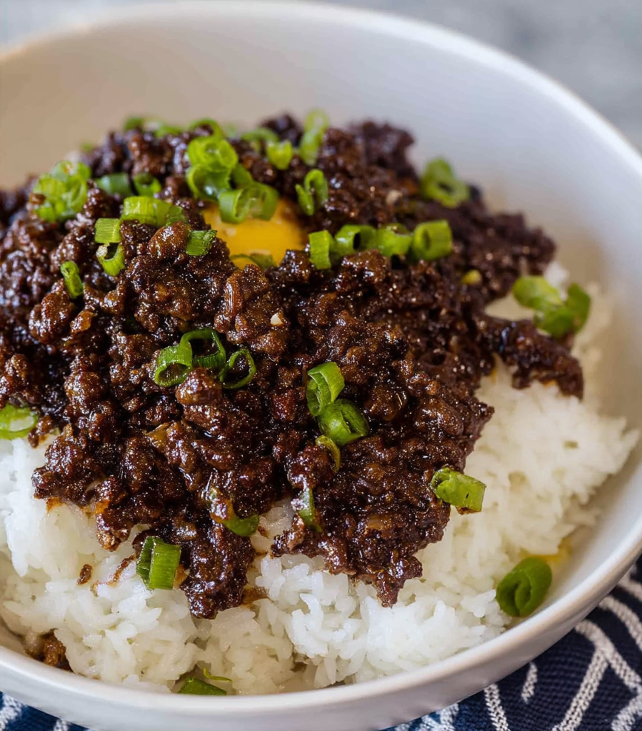 Korean Ground Beef Over Rice Recipe