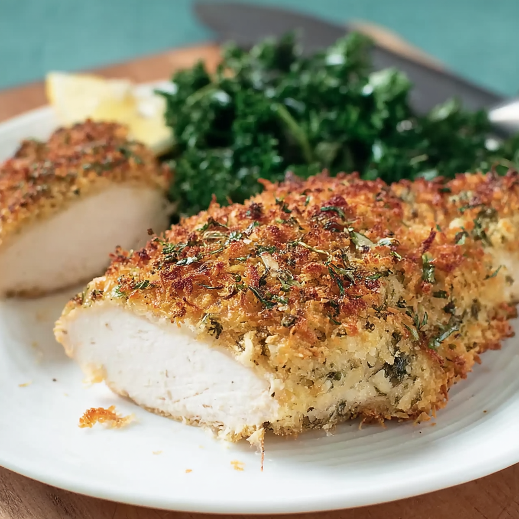 baked chicken breast with garlic parm crust